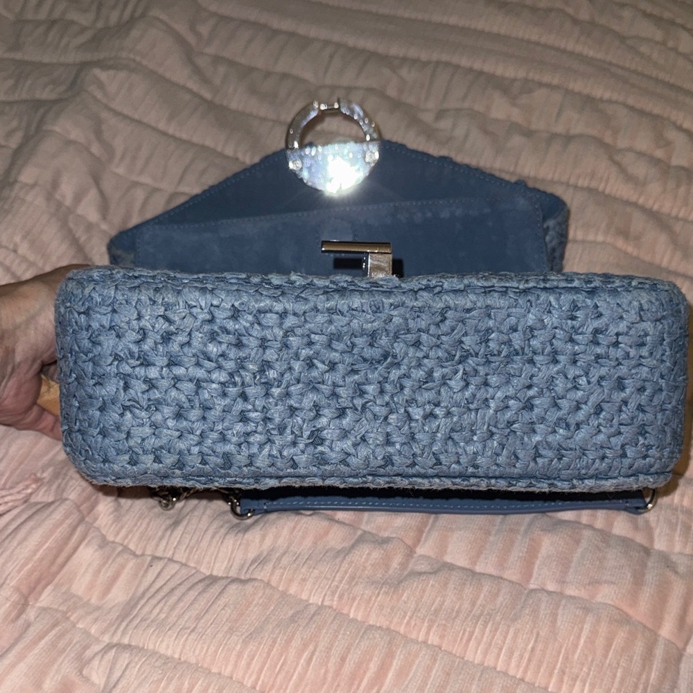 Sandro Light Blue Woven Shoulder Bag - Picture 15 of 16